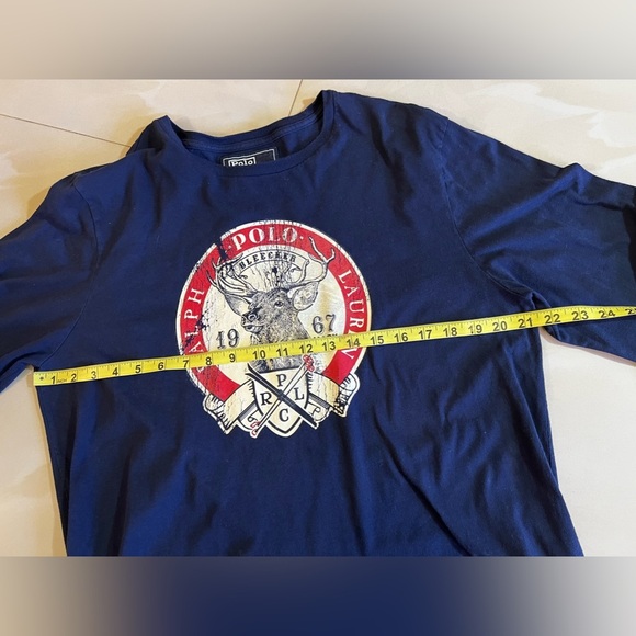 Vtg POLO by Ralph Lauren Men Green Crewneck Long Sleeve Tee Sz L Bleecker Deer - Picture 11 of 16